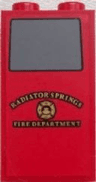 Panel 1 x 2 x 3 with Side Supports - Hollow Studs with Gray Window and 'RADIATOR SPRINGS FIRE DEPARTMENT' Pattern (Sticker) - Set 9484