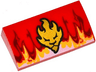 Slope, Curved 2 x 4 x 2/3 with Bottom Tubes with Flames and Gold Lion Head Pattern