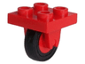Plate, Modified 2 x 2 with Wheel Holder Bottom with Red Wheel with Black Tire 14mm D. x 4mm Smooth Small Single (8 / 3464c01)