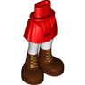 Mini Doll Hips and Skirt, White Stockings and Reddish Brown Boots with Gold Laces Pattern - Thick Hinge