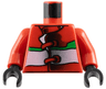 Torso Racing Suit with Straps and Green and White Stripes Pattern / Red Arms / Black Hands