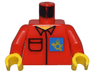 Torso Post Office Worker, Shirt and Horn Logo on Blue Background Pattern / Red Arms / Yellow Hands