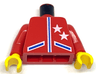 Torso Racing Jacket with 2 White Stars, Pockets and Blue Lines Pattern / Red Arms / Yellow Hands