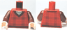 Torso Plaid Sweater with V-Neck Collar and Dark Red Lines over Light Bluish Gray Shirt, Light Nougat Neck Pattern / Reddish Brown Arms / Light Nougat Hands