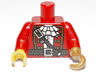 Torso Pirate Captain Jacket Open with Gold Trim over White Shirt with Neck Ruffle, Dark Brown Belts with Silver Buckles Pattern / Red Arms / Pearl Gold Hook Left / Yellow Hand Right