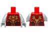 Torso Vest with Dark Red and Gold Armor with Scales and Orange Round Jewel (Fire Chi) Pattern / Light Bluish Gray Arms / Light Bluish Gray Hands