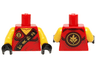 Torso Ninjago Robe with Gold Asian Characters on Black Sash and Kai Power Emblem Pattern / Yellow Arms / Black Hands
