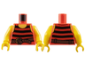 Torso Pirate Tank Top with Black Horizontal Stripes, Dark Brown Belt with Gold Buckle, Yellow Neck and Shoulders Pattern / Yellow Arms / Yellow Hands