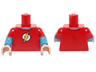 Torso Red T-Shirt with Yellow Lightning Bolt Pattern / Medium Blue Arms with Molded Red Short Sleeves Pattern / Light Nougat Hands