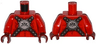 Torso Nexo Knights Bare Chest with Silver Circular Chest Armor with Straps Pattern / Red Arms / Dark Red Hands