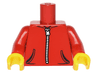 Torso Hoodie with 2 Pockets and Silver Zipper Pattern / Red Arms / Yellow Hands