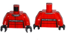 Torso Racing Suit with Black Collar and White 'PORSCHE' Front and Back Pattern / Red Arms / Black Hands