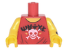 Torso Sleeveless Top with White Skull, Black Ninjago Logogram 'METAL' Pattern / Yellow Arm Left with Dragon Tattoo Pattern / Yellow Arm Right / Yellow Hands