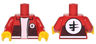Torso Jacket with Collar, Pockets, White Trim, White Circle Emblems with Asian Character Pattern / Red Arms with White Cuffs Pattern / Yellow Hands