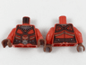 Torso Female Ornate Tribal Costume, Silver Necklace and Panther Buckle, Gold and Brown Piping Pattern / Red Arms / Reddish Brown Hands