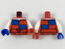 Torso Strapless Top with White Neck, Red and Blue Checkboard Panels, Ruby Belt Buckle Pattern / White Arms / Red Hand Left / Blue Hand Right