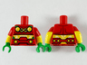 Torso 4 Yellow Circles and Belt Pattern / Yellow Arms with Molded Red Short Sleeves Pattern / Bright Green Hands