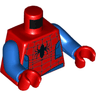Torso Spider-Man Costume 11 Black Spider, Dark Red Webbing, Blue Vest and Belt Pattern / Blue Arms / Red Hands