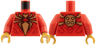 Torso Spider-Man Muscles Outline with Black Outlined Gold Spider Pattern (Iron Spider) / Red Arms / Pearl Gold Hands