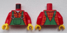 Torso Overalls Green, Bright Light Orange Windowpane Check Shirt, White Undershirt Pattern / Red Arms / Yellow Hands