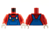 Torso Overalls Blue with White Buttons, Wheat Spike in Pocket, Shirt Lapels Pattern / Red Arms / White Hands