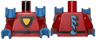 Torso Yellow and Dark Red Triangular Shield with Black Outline, Belt, Medium Blue Spine Fins on Back Pattern / Red Double Arms with Shields Pattern / Medium Blue Hands