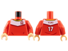 Torso Soccer Uniform, Yellow Collar, White Shoulder Panel, Dark Red Dice Logo, 'YUKI 17' on Back Pattern / Red Arms / Medium Tan Hands