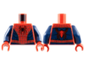 Torso Spider-Man Costume with Dark Silver Webbing, Black Spider with Short Legs, Dark Blue Side Panels and Waist Pattern / Dark Blue Arms / Red Hands