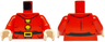 Torso Jacket with Turtleneck, Black Belt and Pockets, Bright Light Orange Buckle and Buttons Pattern / Red Arms / Light Nougat Hands