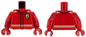 Torso Racing Suit with Ferrari Logo and White and Yellow Stripes on Shoulders and Waist Pattern / Red Arms / Red Hands