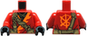 Torso Tunic with Orange Trim, Black Shirt, Dark Tan Strap, Gold Clasp and Charm with Ninjago Logogram Letter K Pattern / Red Arms / Black Hands
