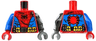 Torso Spider-Man Costume, Dark Red Webbing, Black Spider and Stitches, Blue Panels, Utility Belt with Buckle, Pouches and Grenades Pattern / Pearl Dark Gray Arm Left with Armor and Grenades Pattern / Blue Arm Right / Dark Bluish Gray Hand Left / Red Hand Right