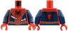 Torso Spider-Man Costume, Black Spider, Silver Webbing, Dark Blue Side Panels, Light Nougat Skin Behind Tears Pattern / Dark Blue Arms / Red Hands