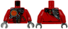 Torso Vest with Zipper, Pocket and Mechanical Shoulder, Bright Light Orange Wires and Hourglass, Black Straps, Silver Buckles Pattern / Red Arms / Flat Silver Hands