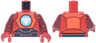 Torso Reddish Orange and Dark Blue Iron Man Armor, Medium Azure and White Triangle Arc Reactor Pattern / Dark Red Arms / Red Hands