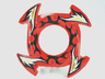 Ring 4 x 4 with 2 x 2 Hole and 4 Arrow Ends with Black, Gold and White Flames Pattern (Ninjago Spinner Crown)