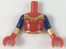 Torso Mini Doll Girl Armor with Gold Stripes and Belt Pattern, Red Arms with Hands with Dark Blue Short Sleeves and Gold Cuffs