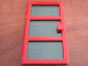 Door 1 x 4 x 6 with 3 Panes and Square Handle with Fixed Trans-Light Blue Glass