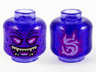 Minifigure, Head Alien Ghost with Dark Purple Face, Magenta Eyes and Open Mouth and Gold Sharp Teeth Pattern