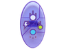Minifigure, Shield Elliptical with Dimensions Keystone Symbol with White, Lime and Medium Azure Circles and Lightning Bolt Pattern