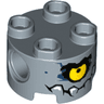 Brick, Round 2 x 2 with Pin Holes with Yellow Eye and Jagged Rock Teeth Pattern (Brickster)