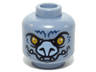 Minifigure, Head Alien Chima Bat with Bright Light Orange Eyes, Bright Light Blue Nose, Dark Blue Fur Lines, and White Lower Fangs Pattern
