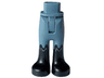 Mini Doll Hips and Trousers with Back Pockets with Molded Black Lower Legs / Boots and Printed Silver Wavy Lines Pattern - Thin Hinge