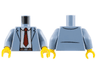 Torso Open Suit Jacket with White Shirt, Dark Red Tie and Reddish Brown Belt Pattern / Sand Blue Arms / Yellow Hands