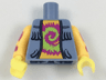 Torso Vest Open with Fringe over Bright Light Orange Shirt with Lime and Magenta Tie-Dyed Swirl Pattern / Bright Light Orange Arms with Magenta Tie-Dyed Stripes Pattern / Yellow Hands