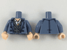 Torso Trench Coat Open with Buttons over Dark Bluish Gray Jacket and White Shirt, Gold Pendant Necklace, Light Nougat Neck Pattern / Sand Blue Arms / Light Nougat Hands