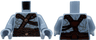 Torso Armor Dark Brown and Dark Orange Straps with Copper Trim over Alien Skin with Dark Bluish Gray Contours Pattern / Sand Blue Arms / Sand Blue Hands