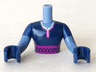 Torso Mini Doll Man Dark Blue Top with Purple Sash Pattern, Dark Blue Arms and Hands with Sand Blue Forearms