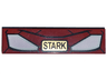 Tile 1 x 4 with Iron Man Mask and Gold 'STARK' Pattern