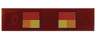 Tile 1 x 4 with Red Rectangle, Orange and Yellow Squares with Black Outline Pattern (Minecraft Magma Cube Eyes)